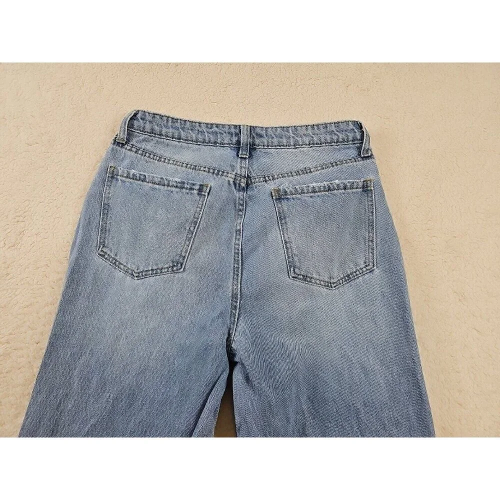 BP Be Responsible Women's Size 29 Jeans High Rise Wide Leg Denim Blue Distressed